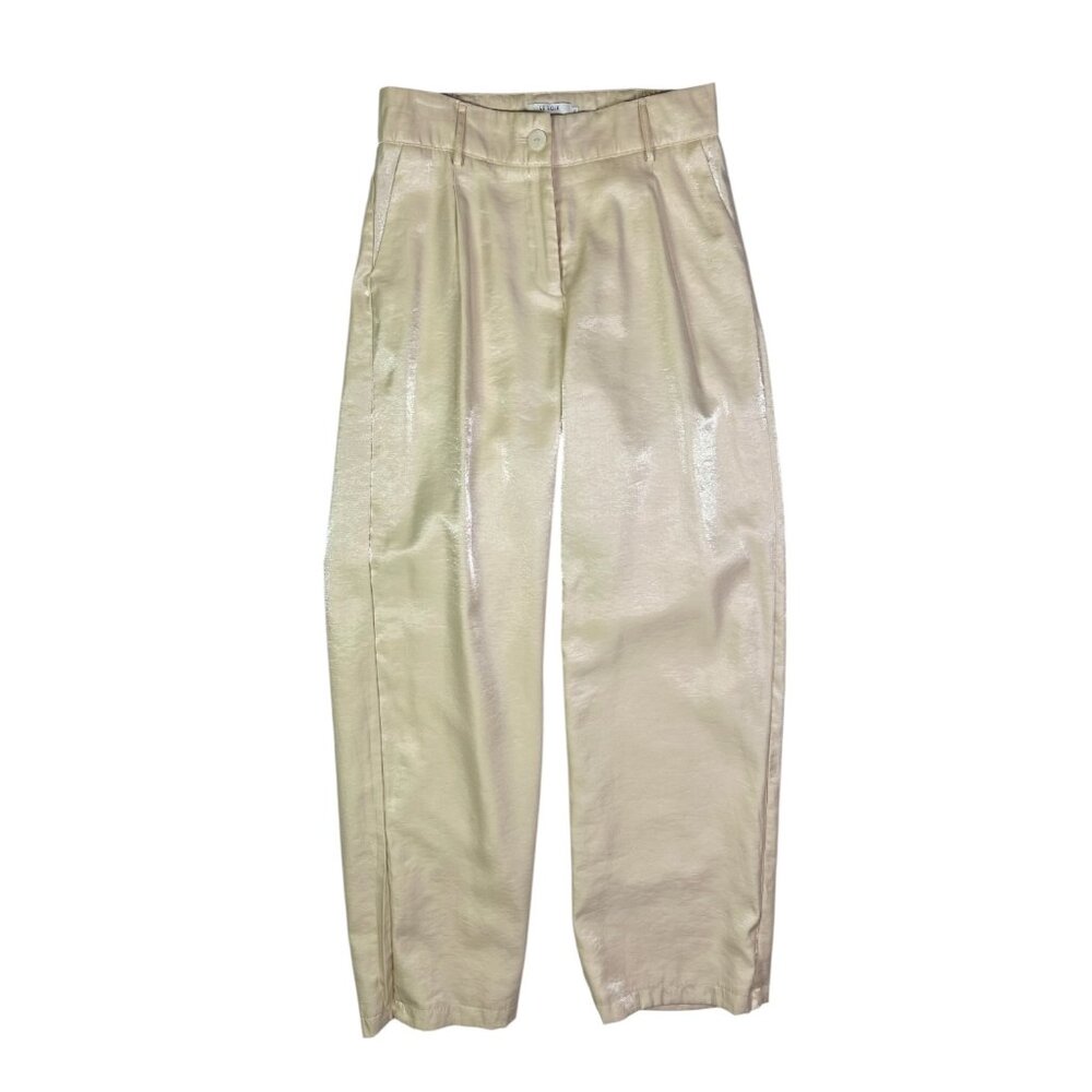 Le Soir par Molly Bracken Size S Shiny Cream Pants Lined